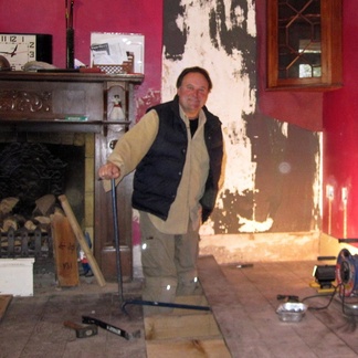 Dave working on the dining room floor