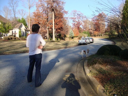 Lisa walking Lily