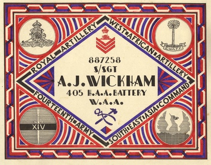 Hand-drawn frontispiece to a photo album of pictures of the West African Artillery